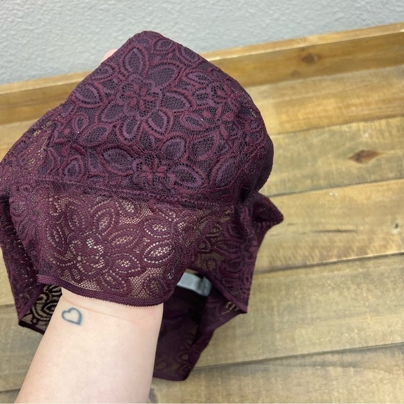 Aerie Lined Lace Racerback Bralette in Aubergine Sz S - Picture 5 of 5